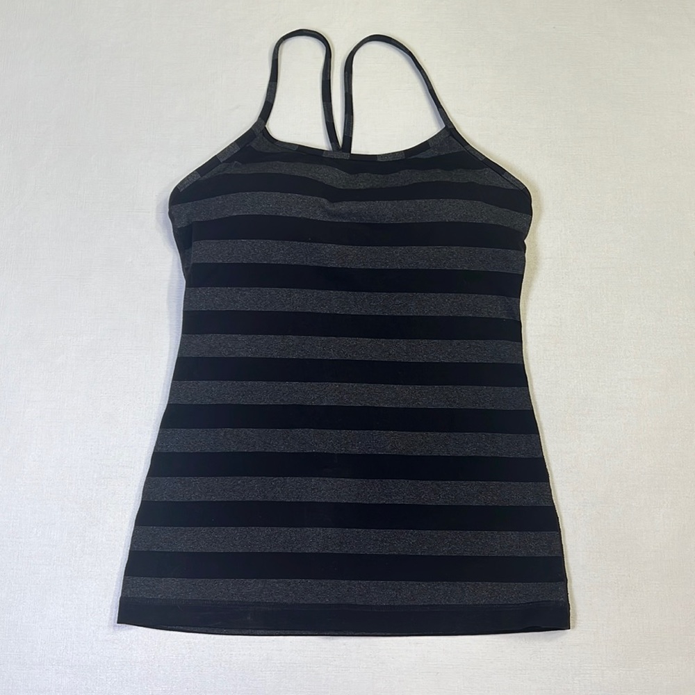 lululemon athletica Black and Gray Striped Tank Top